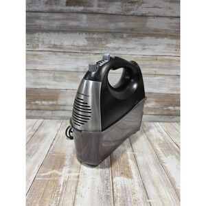 Hamilton Beach 6 Speed Hand Mixer Black Chrome 62645 with Storage Case & Hook